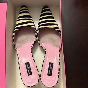 Kate Spade Black & White Zebra Faille Kitten Heel/Mule.